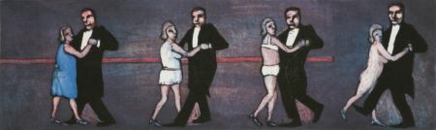 Cztery kroki taneczne by rozebrać kobietę, 2011, oil on canvas