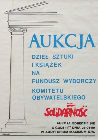 Aukcja dzieł sztuki i ksiazek na fundusz wyborczy Komitetu Obywatelskiego SOLIDARNOSC, 1989