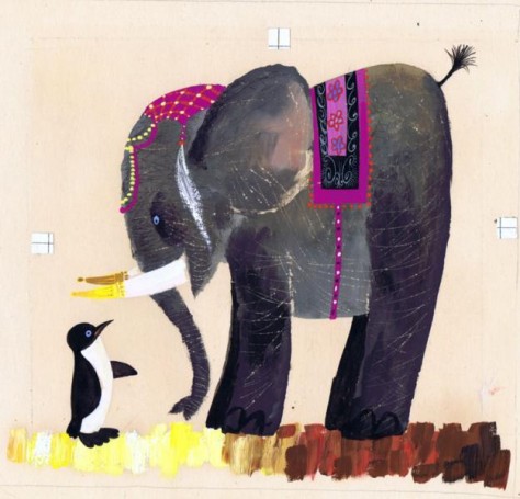 Miroslaw Pokora, Elephant and penguin, 1967, illustration from 