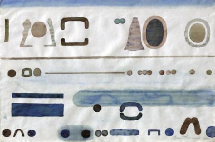 Próby pisma 2001, akwarela, papier, 30x41cm