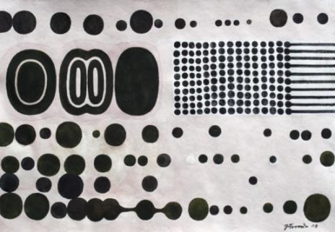 Próby bycia 2009, gwasz, papier, 72x52 cm