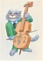 Cat with a double bass